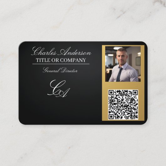 code qr carte de visite, modifiable, or noir, foto (Devant)