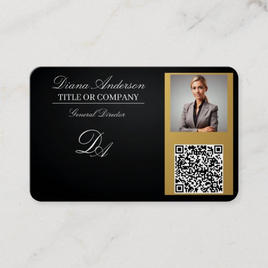 code qr carte de visite, modifiable, or noir, foto (Devant)