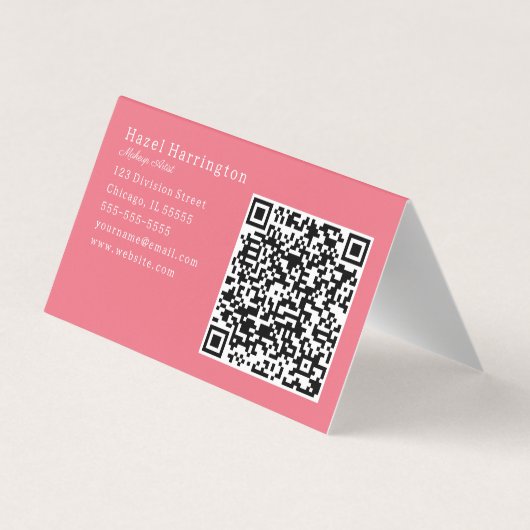 Code QR Carte de visite plié Abstrait Pretty Rose (Dos)