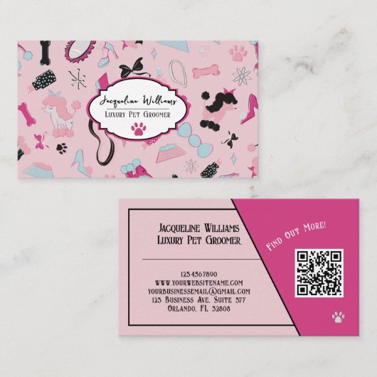 Code QR Carte de visite rose féminine pour toilett (Devant / Derrière)