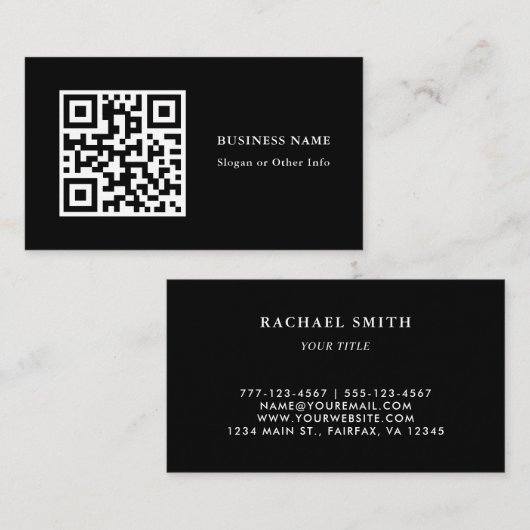 Code QR Carte de visite simple noir (Devant / Derrière)