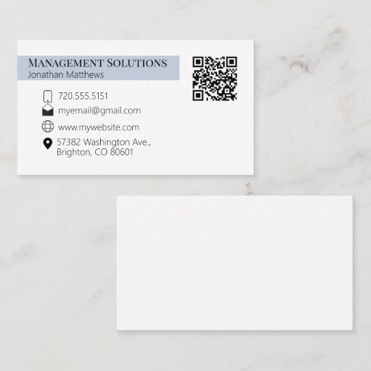 Code QR Carte de visite Steele Blue (Devant / Derrière)