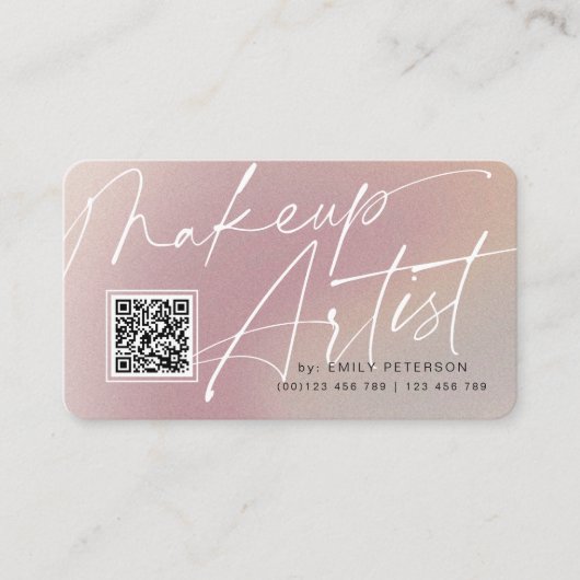 Code QR cartes de visite modernes pour maquilleur (Devant)