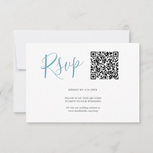 Code QR Cartes RSVP Turquoise bleu (Devant)