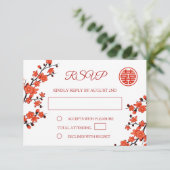 Code QR | Cherry Blossom Red RSVP Mariage chinois (Debout devant)