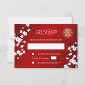 Code QR | Cherry Blossom Red RSVP Mariage chinois (Devant)
