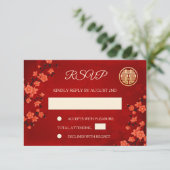 Code QR | Cherry Blossom Red RSVP Mariage chinois (Debout devant)