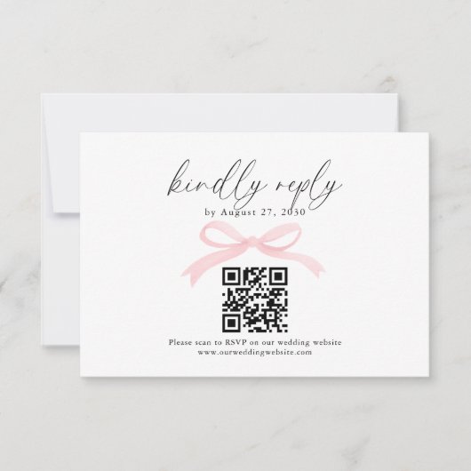 Code QR Chic Blush Rose Ruban Mariage Rsvp (Devant)