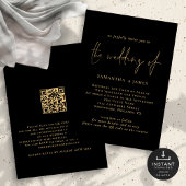 Code QR classique Faire-part de mariage noir or