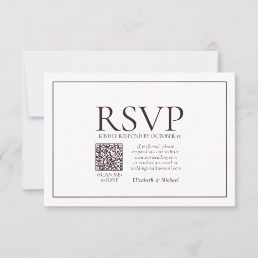 Code QR classique Plum formel Mariage RSVP (Devant)