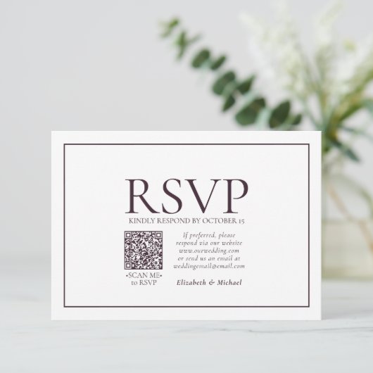 Code QR classique Plum formel Mariage RSVP (Debout devant)