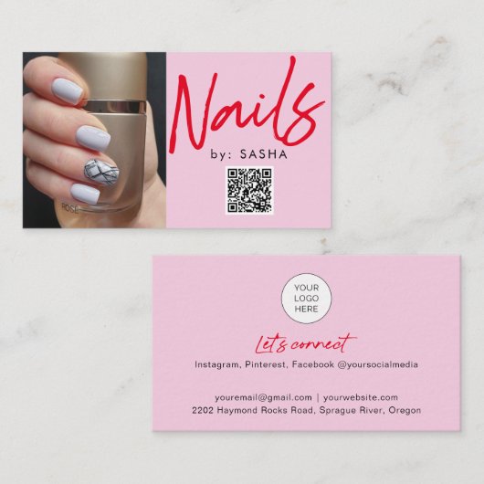 Code QR clous photo cartes de visite (Devant / Derrière)