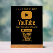 Code QR d'abonnement YouTube or noir (Neutre)