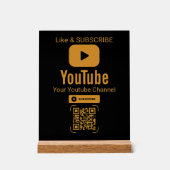 Code QR d'abonnement YouTube or noir (Recto)