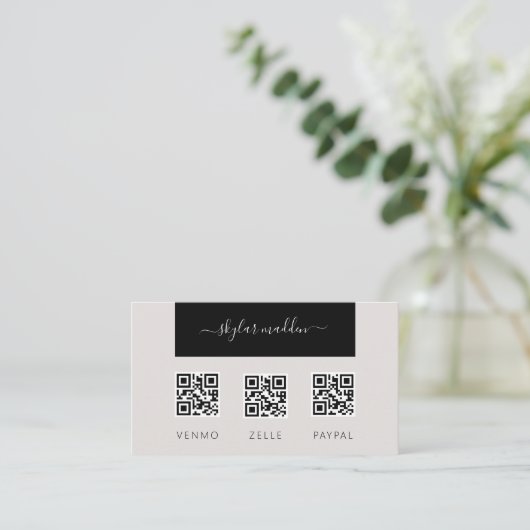 Code QR d'analyse de paiement Carte de visite indé (Debout devant)