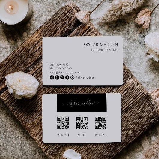 Code QR d'analyse de paiement Carte de visite indé