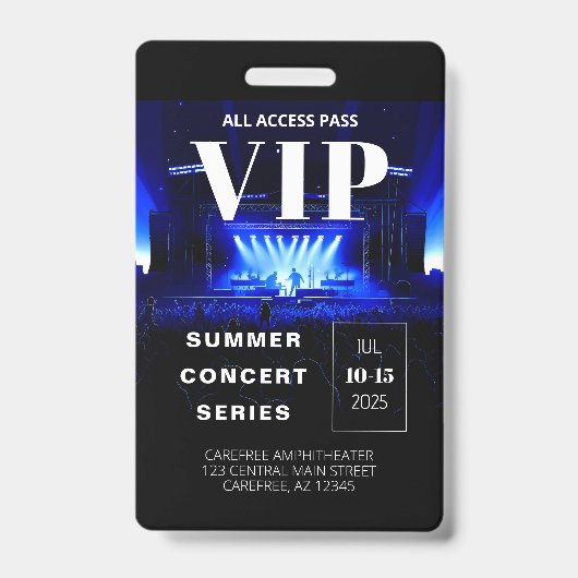 Code QR de badge de concert VIP Backstage (Avant)