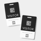 Code QR de badge de visiteur avec logo d'entrepris (Avant & arrière)