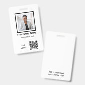 code qr de badge d'employé de photo blanche person (Avant & arrière)