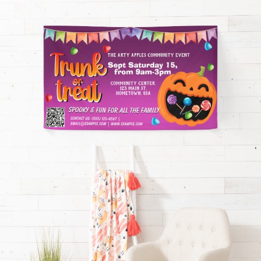 Code qr de bannière Halloween Trunk ou Treat (En situation)