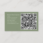 Code QR de Bohême Carte de visite Sage Green Triba (Dos)