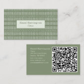 Code QR de Bohême Carte de visite Sage Green Triba (Devant / Derrière)