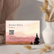 Code QR de carte de réponse aquarelle du lac de mo