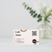 Code QR de carte de visite de café éclaboussé de c (Debout devant)