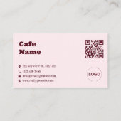 Code QR de carte de visite de salon de thé Rose Pâ (Dos)