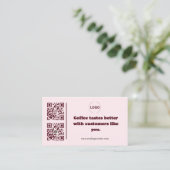 Code QR de carte de visite de salon de thé Rose Pâ (Debout devant)
