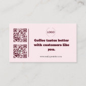 Code QR de carte de visite de salon de thé Rose Pâ (Devant)