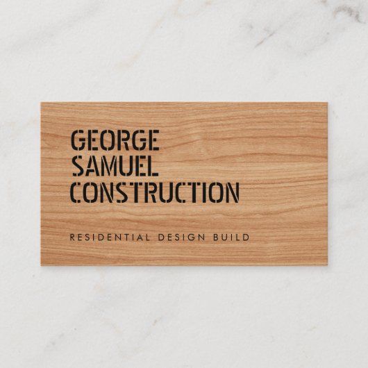 Code QR de carte de visite en bois de construction (Devant)
