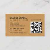 Code QR de carte de visite en tan clair pour agent (Dos)