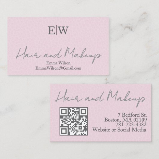 Code QR de carte de visite pour entreprise de beau (Devant / Derrière)