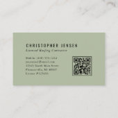 Code QR de Couvreur Carte de Visite Toiture Vert S (Dos)