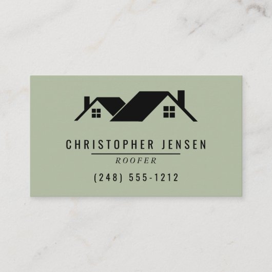 Code QR de Couvreur Carte de Visite Toiture Vert S (Devant)