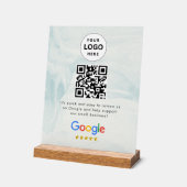 Code QR de critiques Google sur un panneau de tabl (Angle)