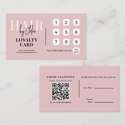 Code QR de fidélité de référencement de salon chic (Devant / Derrière)