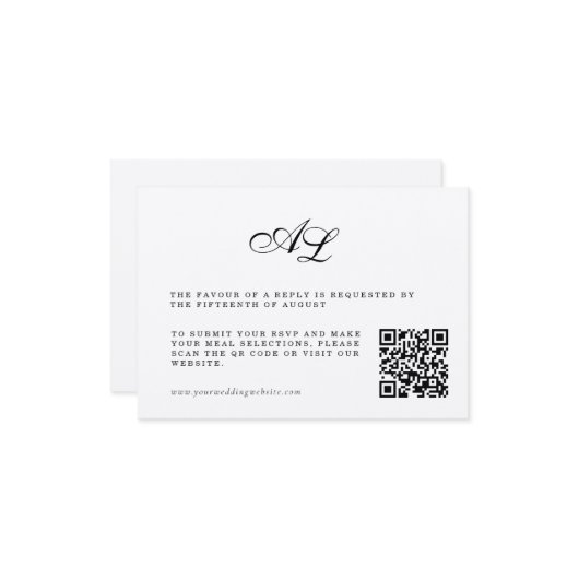 Code QR de la carte RSVP de mariage formel classiq (Devant/Arrière en situation)
