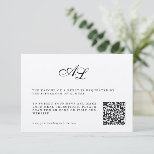 Code QR de la carte RSVP de mariage formel classiq (Debout devant)