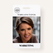 Code QR de l'employé Badge de logo simple (Devant)