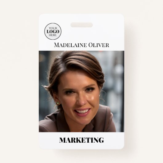 Code QR de l'employé Badge de logo simple (Devant)