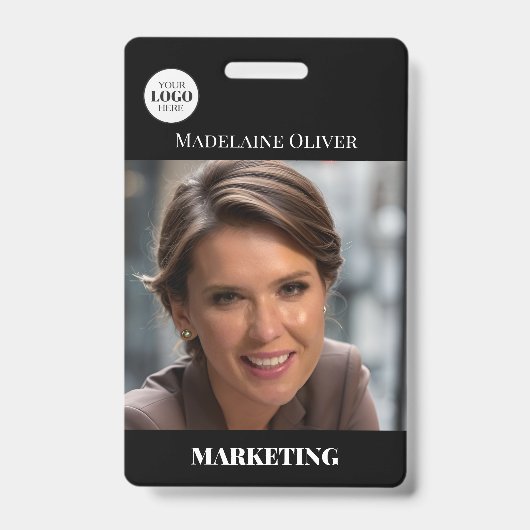 Code QR de l'employé - Logo noir Badge (Front)