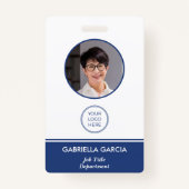 Code QR de l'entreprise Badge d'ID bleu (Devant)