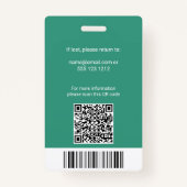 Code QR de l'ID photo de l'employé Badge (Dos)
