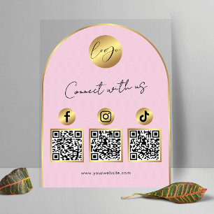 Code QR de Logo à Arche Rose et Or de Médias Socia