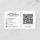 Code QR de logo Carte de visite Noir & Blanc (Dos)