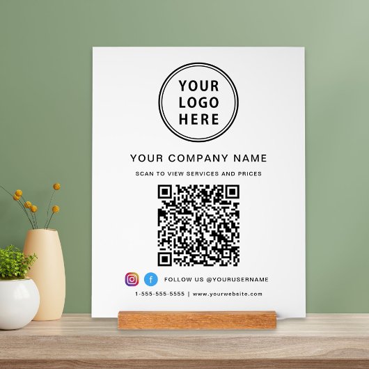 Code QR de logo d'entreprise sur fond blanc pour l