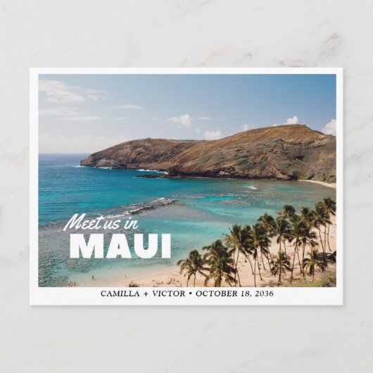 Code QR de mariage à Maui Carte postale Beach Save (Devant)