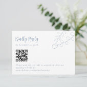Code QR de mariage bleu poussiéreux Réponse aimabl (Debout devant)